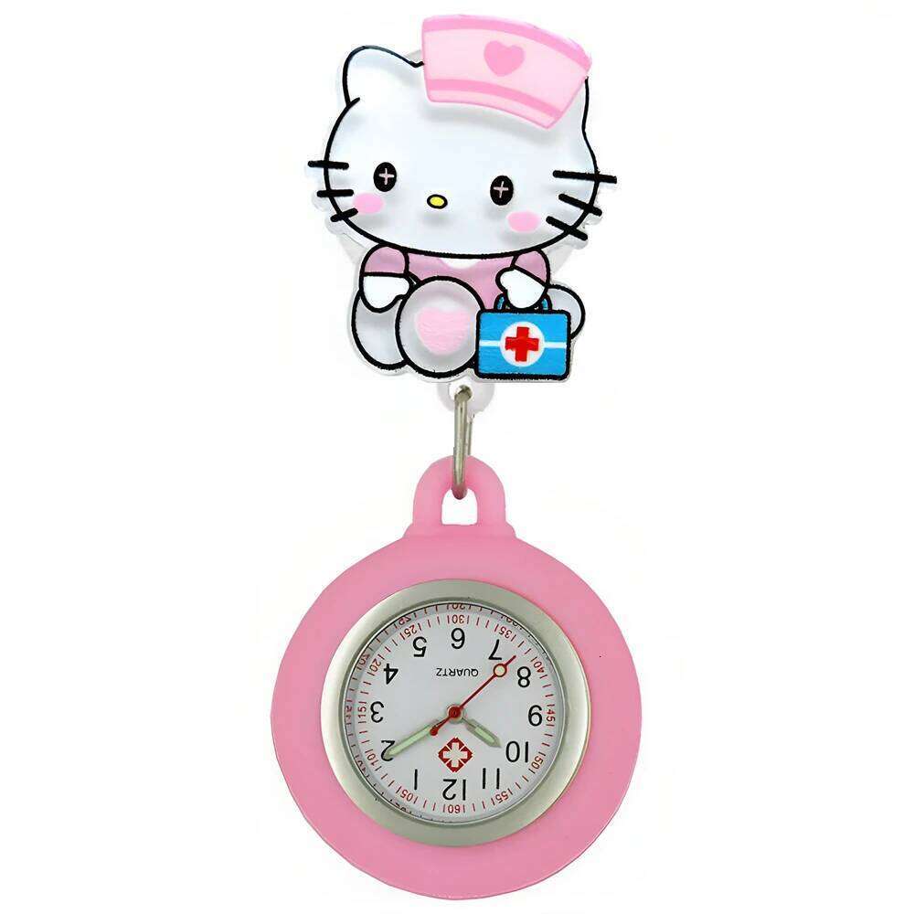 free shipping MINISO Nurse Doctor Hospital Medical Workers Lovely Cat Dog Health Care Hang Clip Badge Reel Pocket Watches Retractabl
