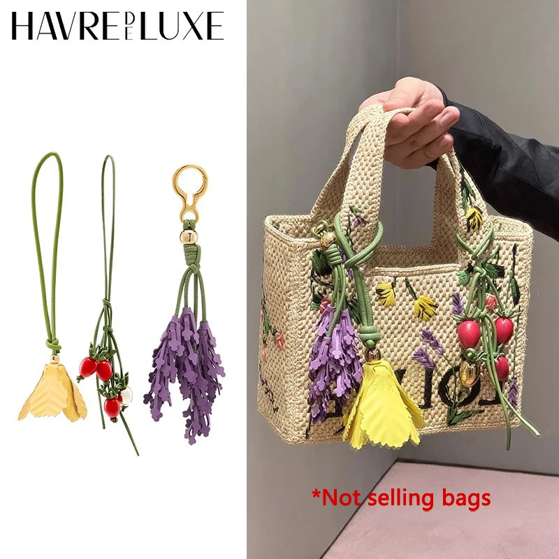 Cowhide Bag Charm Exquisite Tomato String Pendant Woman All-Match Cute Backpack Pendant Bag Accessories 250717