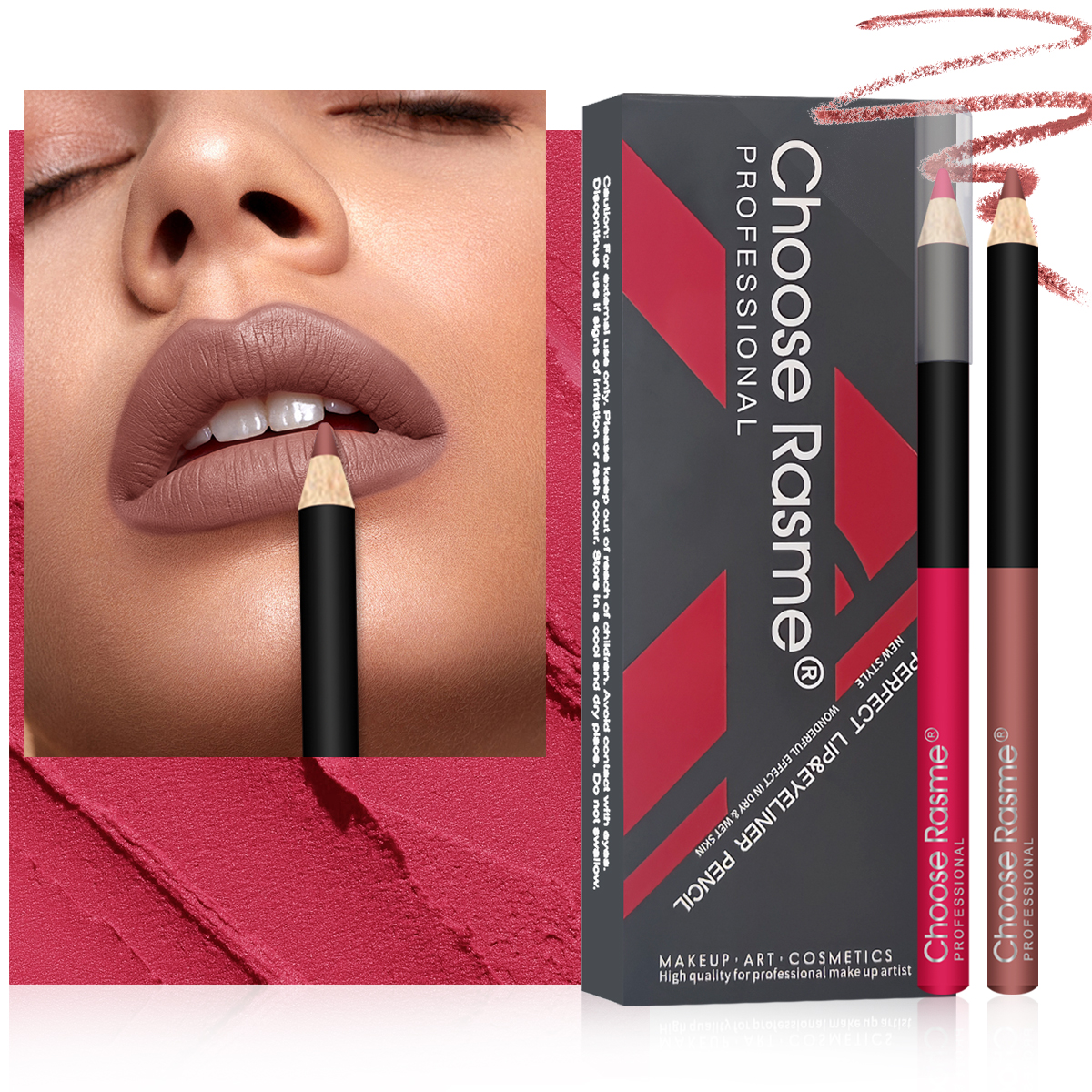 Choose Rasme 12PCS Lip Liner Set - Waterproof Matte Lip Pencils, Long Lasting Smudge Proof Lipstick Outline Makeup Kit