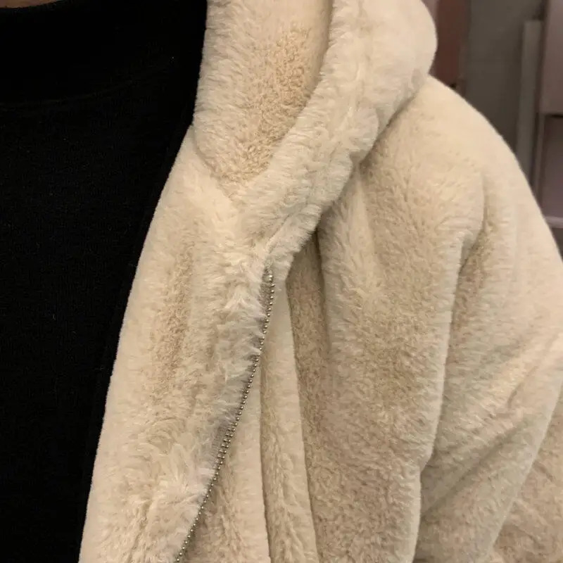 Winter faux lamb wool jacket mens padded thickened cotton clothing loose fleece jacket cotton clothing 250715