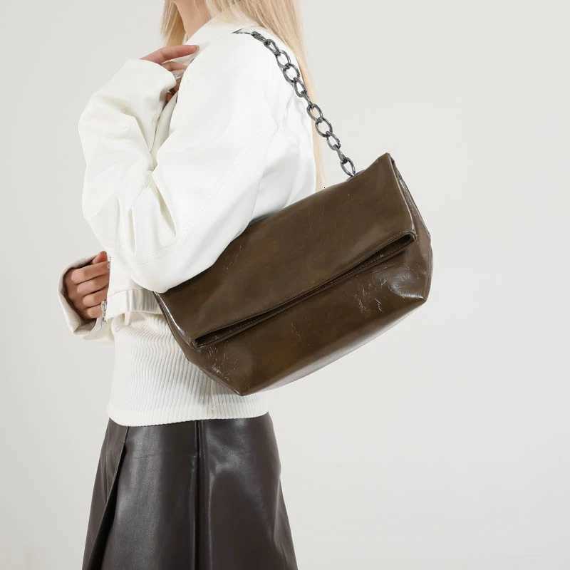 Burgundy Wen Chain Shoulder Side Bag PU Leather Handbag And Purse Fi Luxury Brand Lady Flap Sling Bag Daily Commuting Bag Y250718