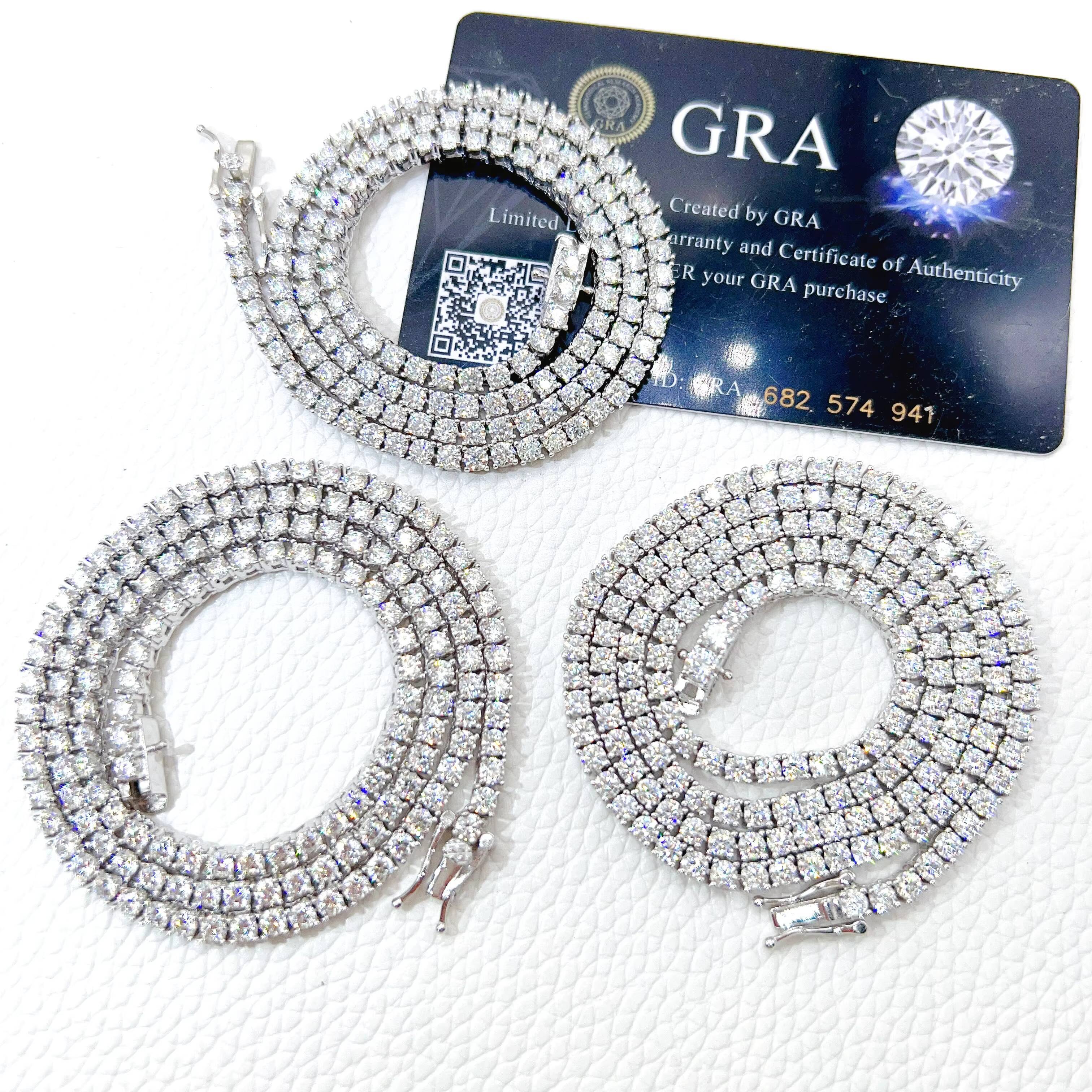 Pass Diamond Tester Iced Out 925 Sterling Silver Gold Gra Certified VVS Moissanite Tennis Chain