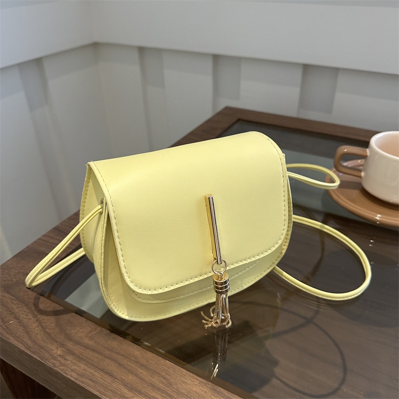 2025 Spring/Summer New Commuting Simple Tassel Small Handbag for Women, with Personalized Ins Style Single - shoulder Bag Korean - style Saddle Bag