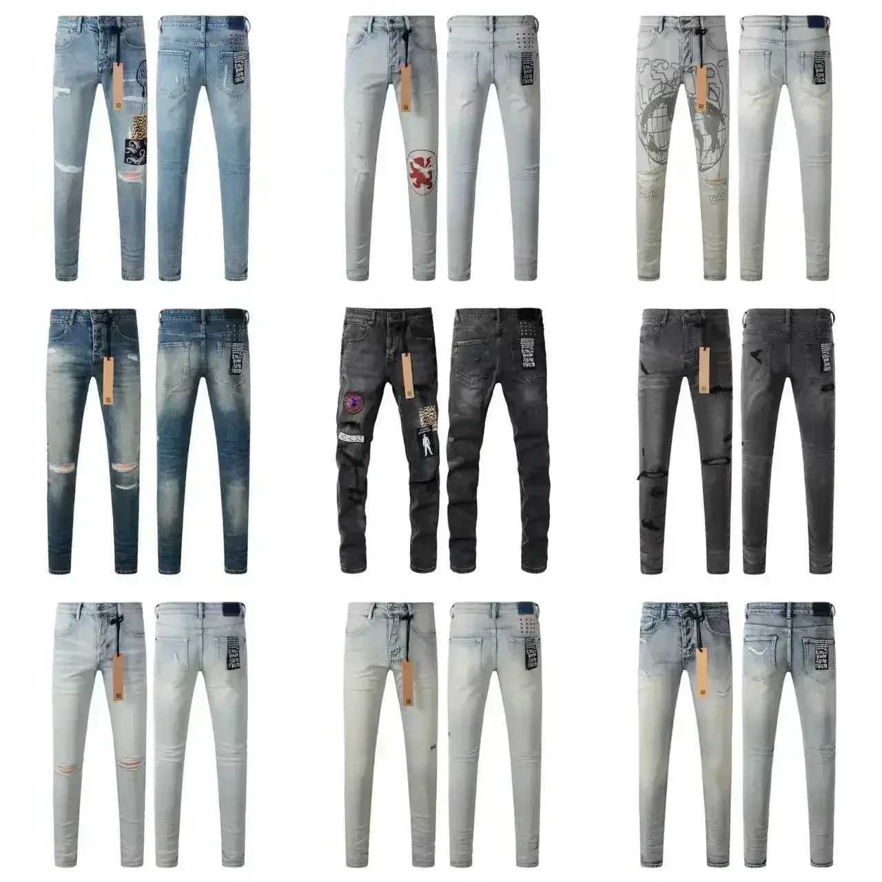 Cross Jeans Men Personality Trend Hip-hop Multi-style Low Rise Elastic Skinny Denim Pants American Style Ripped Trousers X2507181
