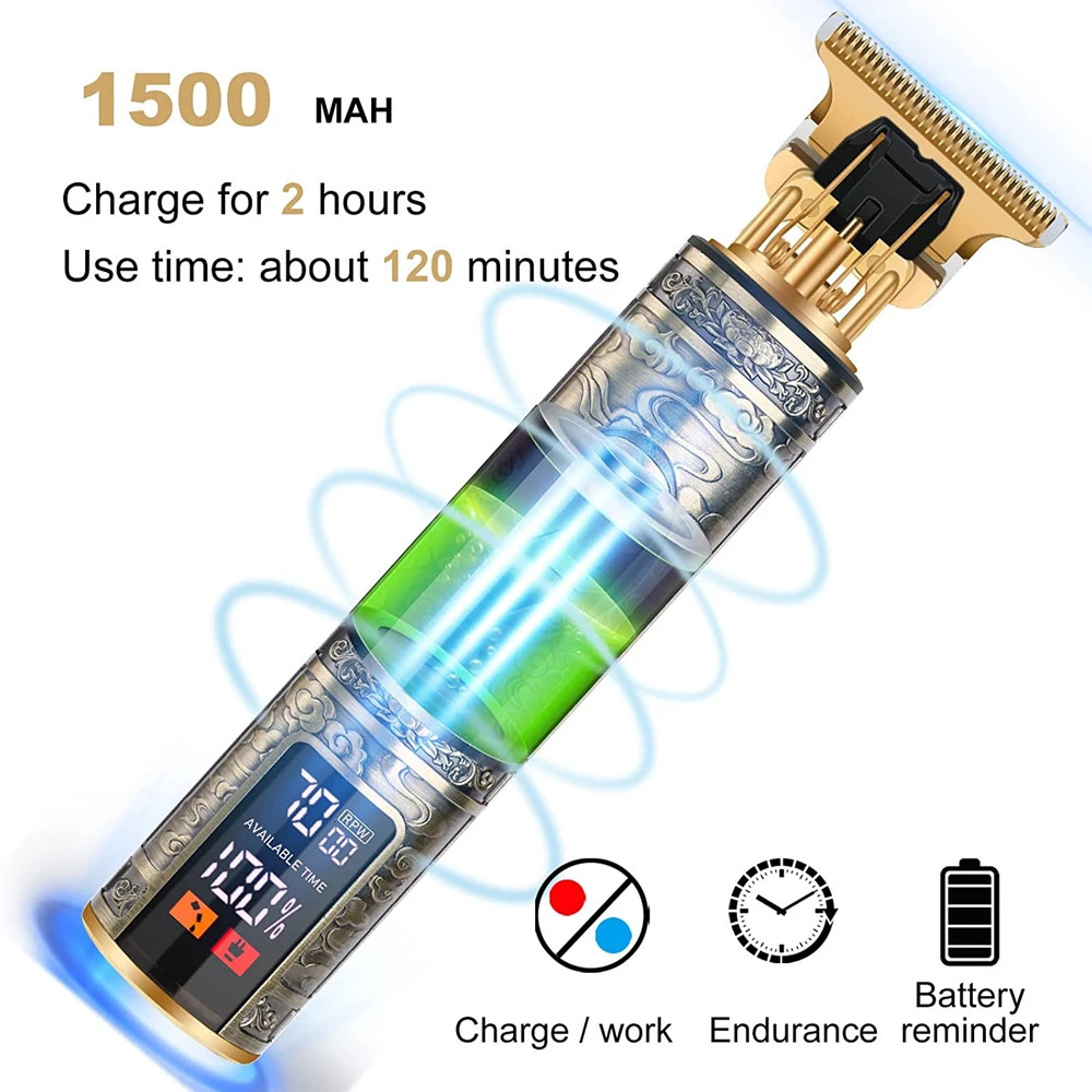 Electric Barber T9 Upgraded LCD Rechargeable Retro Oil Head Carving Push Shear Pubic Hair Clipper Machine for Women 250716