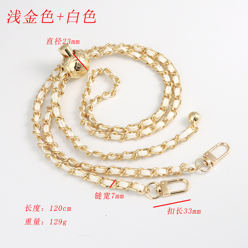120cm Steel Bag Chain with PU Leather - Replacement 7mm Shoulder Crossbody Metal Bag Chain Strap with Length Adjustable Ball 240401
