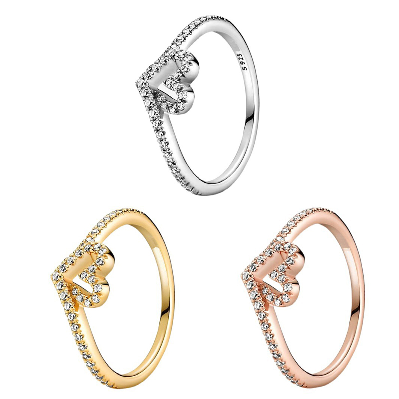 Luxury Authentic Diamond Heart Rings Women S925 Sterling Silver Brand Designer Christmas Wedding Birthday Engagement Gifts Jewelry R086