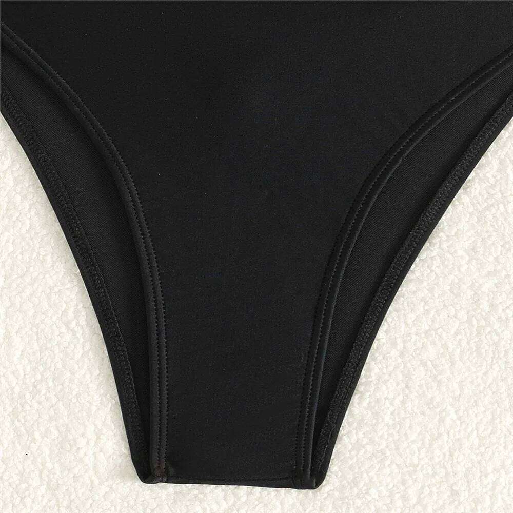 Black Bandeau Bikinis Sets Micro Thong Metal Ring Sexy Swimsuit Women 2025 New Back Knotted Swimwear Bathing Suit Bikini Damen