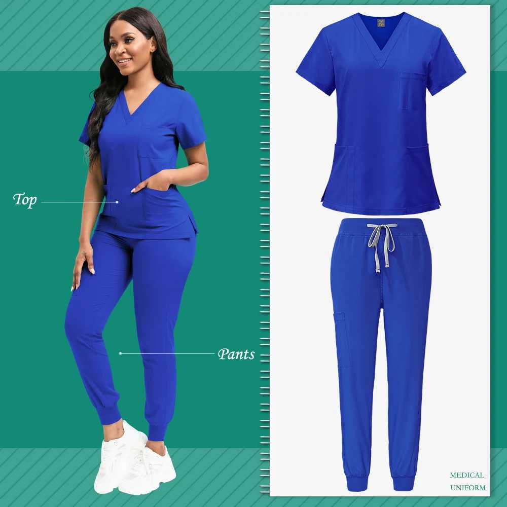Cleaning Uniform for Women Nursing Scrub Top Pants Medical Suit Pediatric Nanny Work Wear Operating Room Surgical Gown Wholesale Z250718
