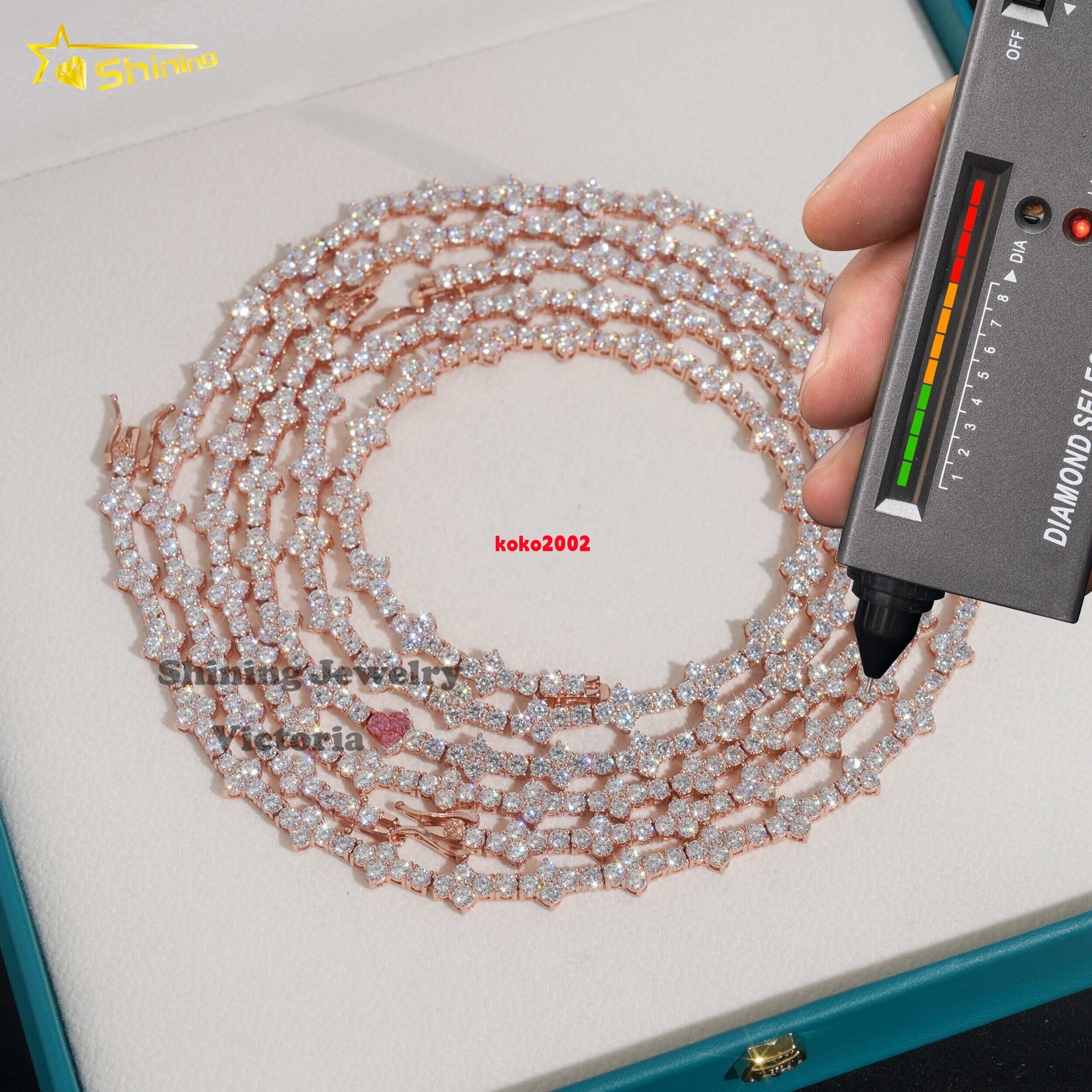 Pass Diamond Tester New Arrival Rapper Jewelry 925 Sterling Silver 3MM VVS Moissanite Cross Tennis Chain