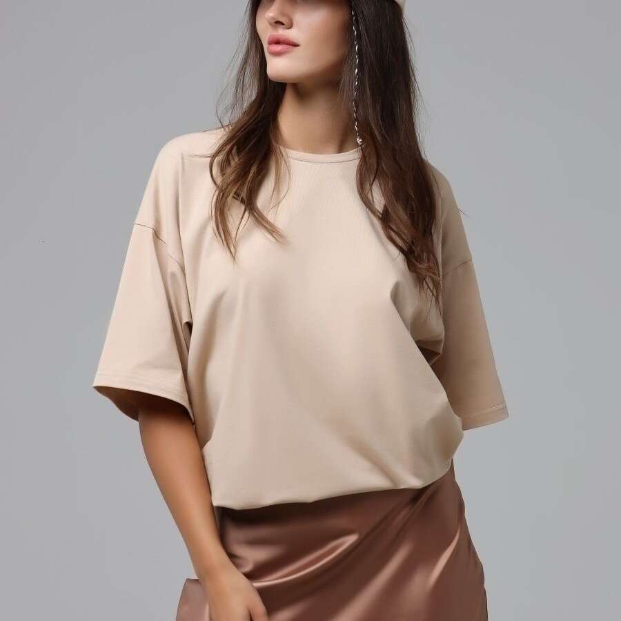 Spring/Summer New Solid Color T-Shirt For Women, Pure Cotton Short Sleeve Top, Loose Fit, Versatile B5