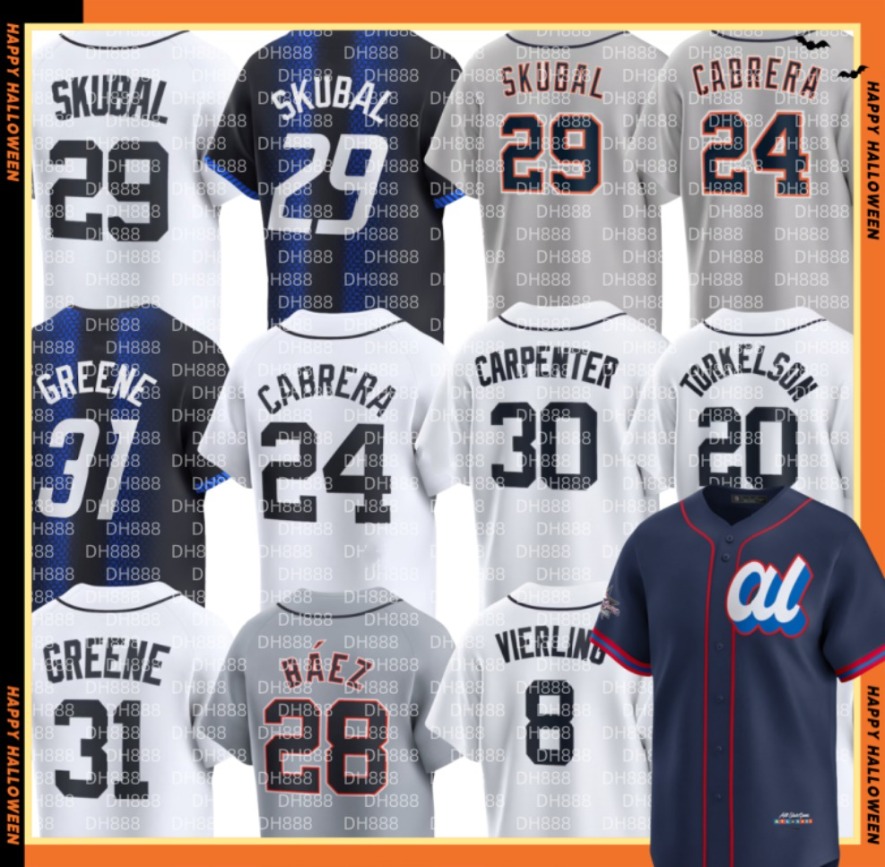 Men Tigers custom Baseball Jersey Miguel Cabrera 29 Tarik Skubal Riley Greene Javier Baez Matt Vierling Keith Justyn-Henry Malloy Kerry Carpenter Spencer Torkelson