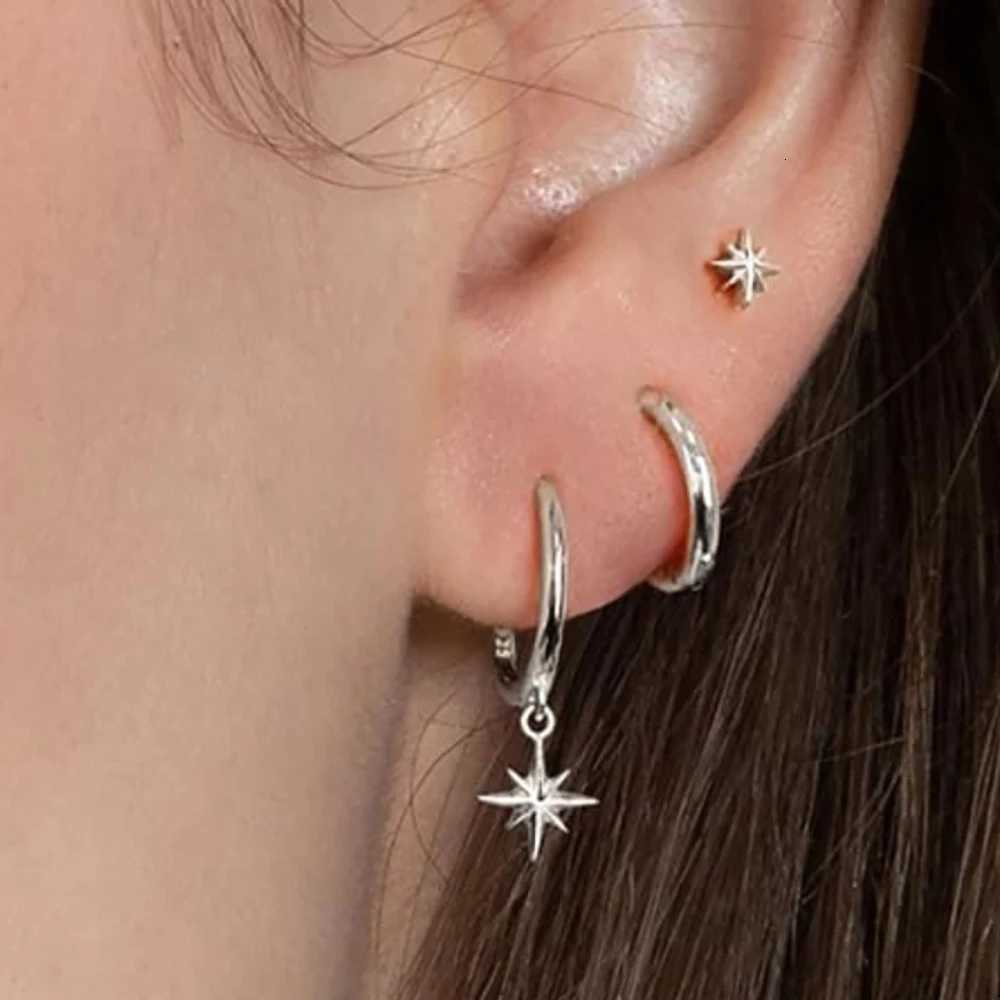 3 Piece Fashion Stainless Steel Round Star Drop Earrings Set for Women 18K Gold Plated Dangle Earring Punk Unisex Rock Jewelry X250718