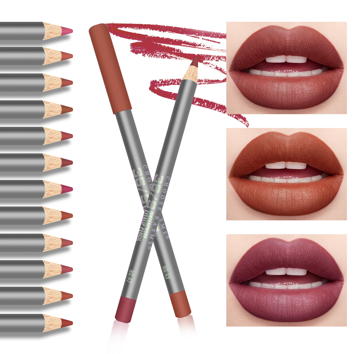 Choose Rasme 12PCS EverLip Waterproof Lip Liner Set - Smudge Proof Long Lasting Lip Pencils for Lipstick Outline Makeup