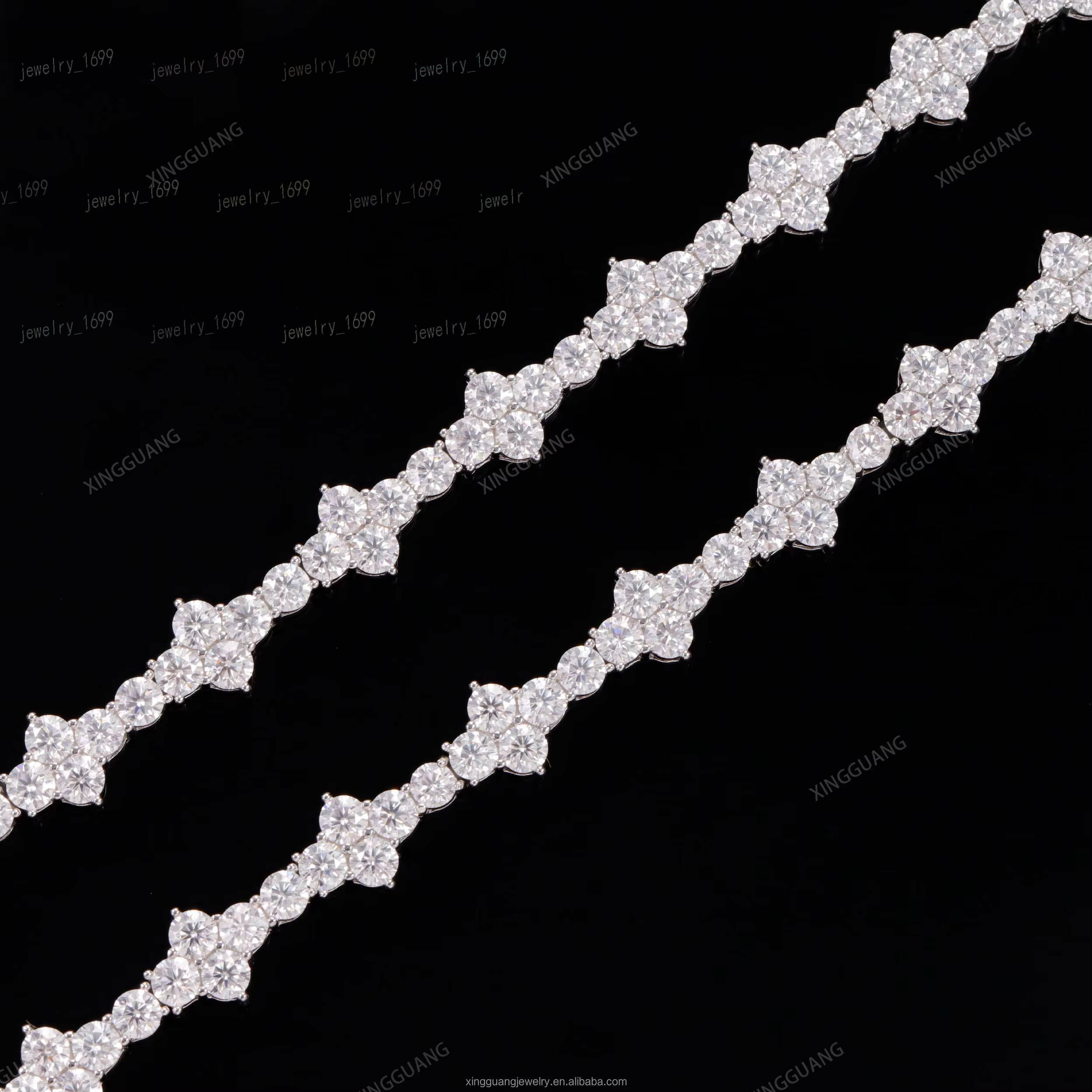 Special Design Hip Hop Cross ShapeTennis Chain 925 Sterling Silver Pass Diamond Tester VVS Moissanite Tennis Chain Bracelet