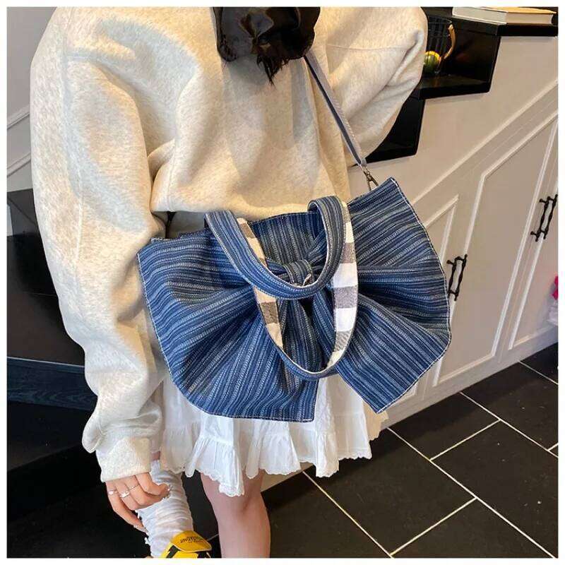 Vintage Women Tote Bags 2025 Elegant Ladies Daily Commute Crossbody Shoulder Bag Aesthetic Designer Large Bow