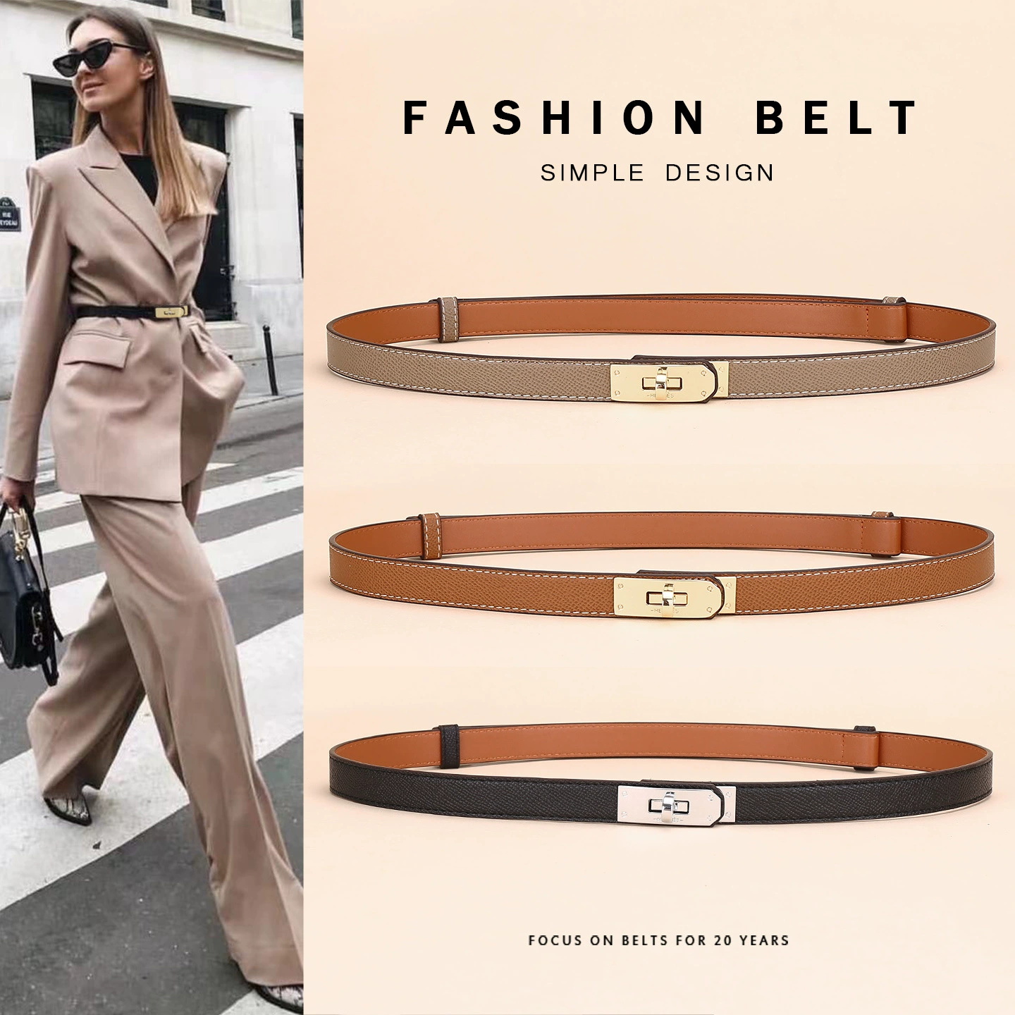 Specially belts for women designer belt Width 1.8CM Classic cowhide dress suit belt fashionable brown black Adjustable Alloy Turn Lock Belts with box
