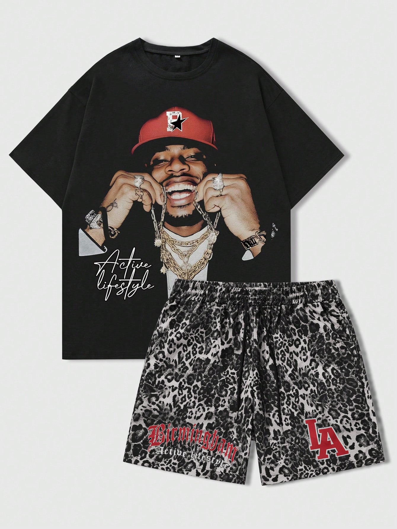 MEN Street Life Men's 2pcs Slogan Printed Shorts, Suitable For Daily Wear In Spring And Summer, School