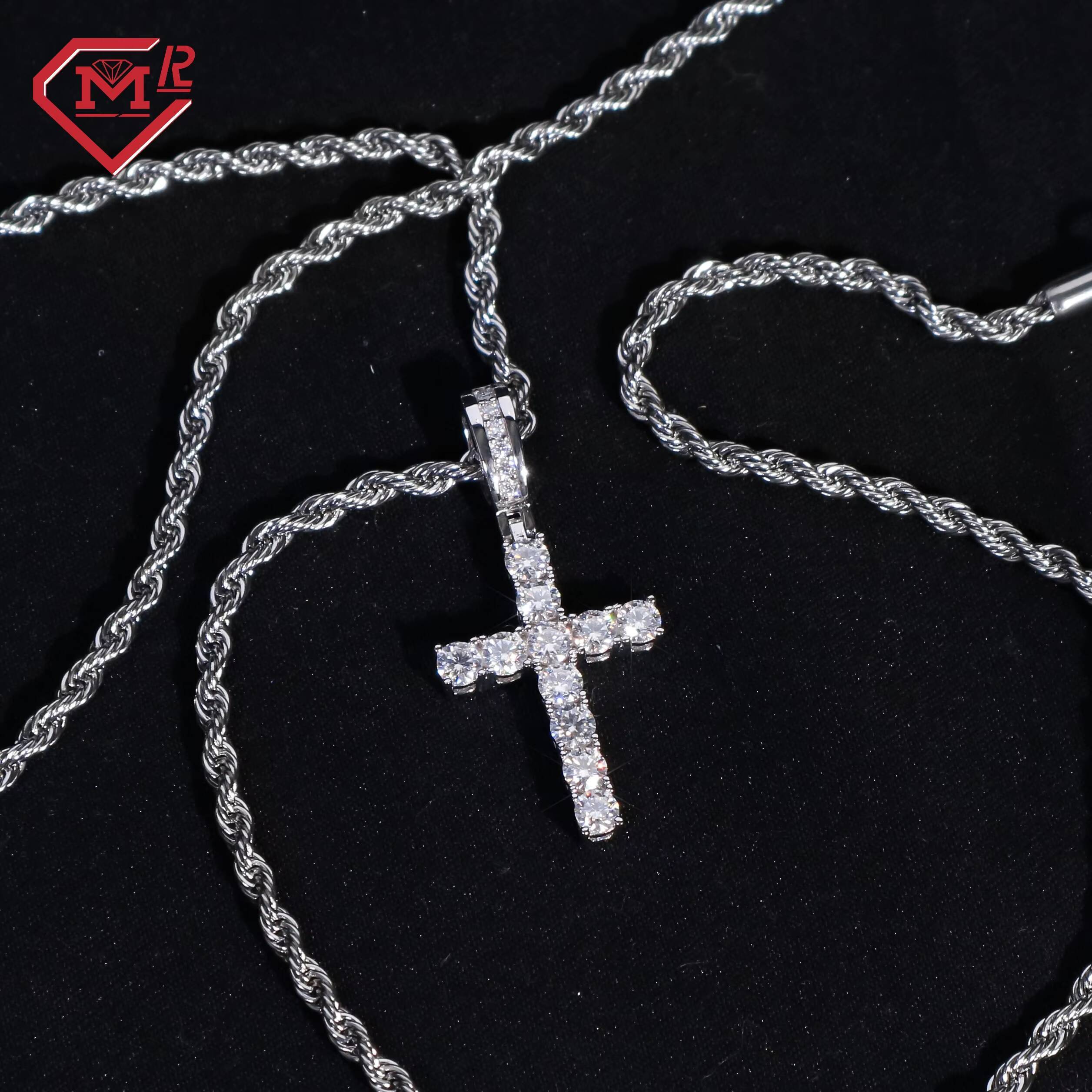 Hip Hop Moissanite Cross Pendant Sterling Silver 925 Iced Out Vvs Custom Moissanite Pendant