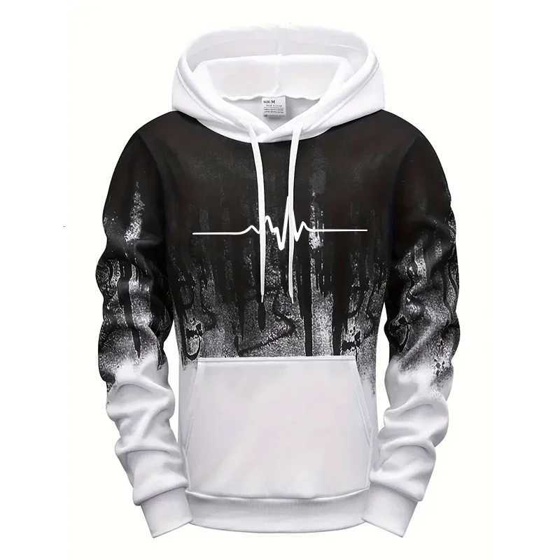 Simple Line Print Hoodies for Men Fall Winter Daily Casual Sports Hooded Sweatshirts Gym Fitness Tops 2025 Mens Clothes S-4XLXJ250714