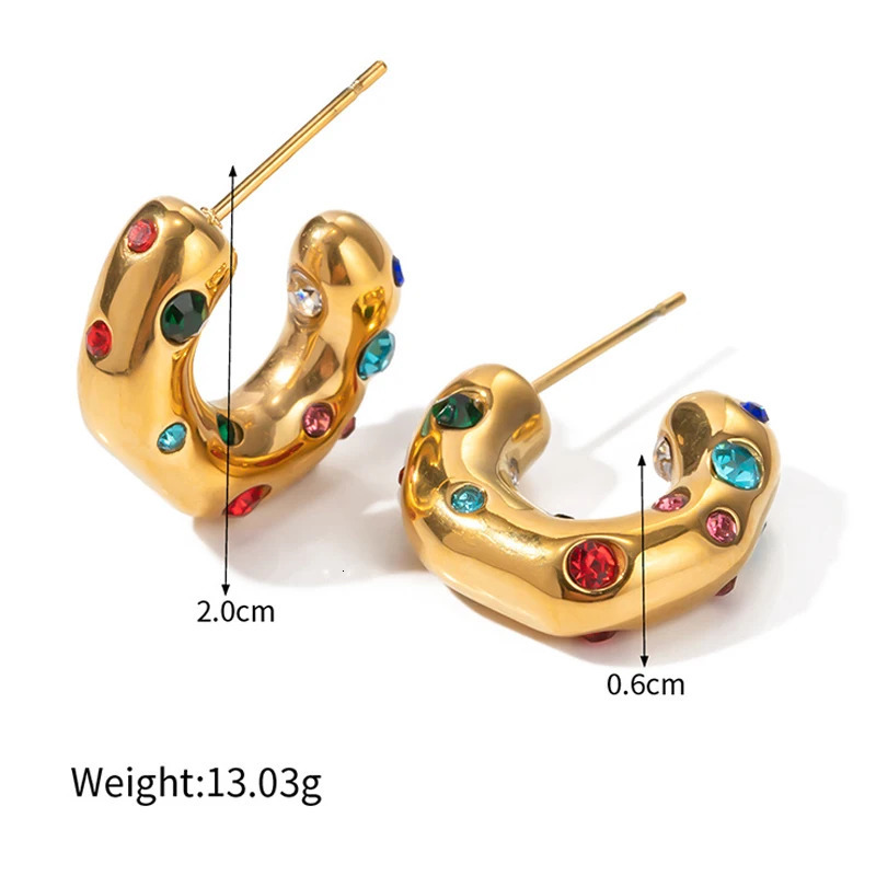 Trendy Gold Color Crystal Stainless Steel Round Earrings For Women Pearl Metal Earring Party Everyday Jewelry 250717