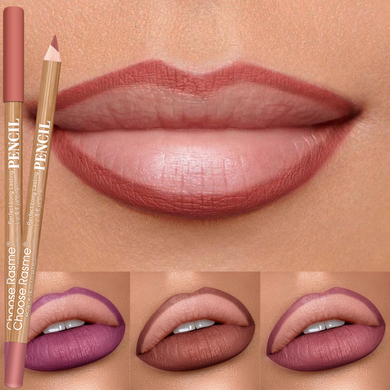 Choose Rasme 12PCS 15CM Woodgrain Lip Liner Pencils Set - Matte Long Lasting Waterproof Lipstick Outline Makeup Tools