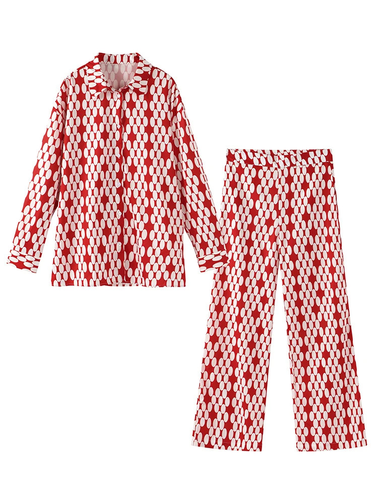 Women Blouse Pant 2 Pcs Sets Casual Single Breasted Long Sleeve Female Suits 2025 Spring Summer Chic Lady Streetwear Outfits 250715