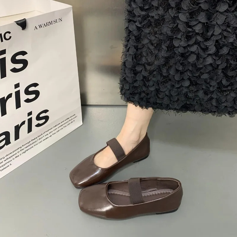 Square Toe Women Flats Shoes Mary Jane Fashion Shallow Elastic Band Spring Autumn Ladies Comfort Soft Sole Shoes 250717