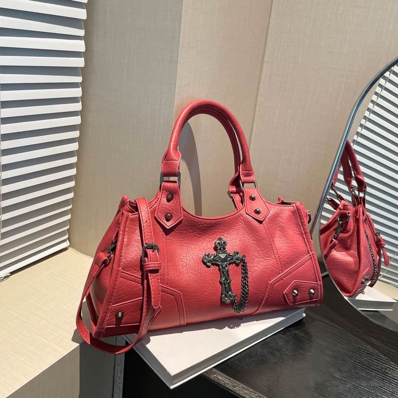 Small - niche motorcycle bags, women's cross - body bags 2025 new style hot girl bags under - arm bags high - end sense single - shoulder bags