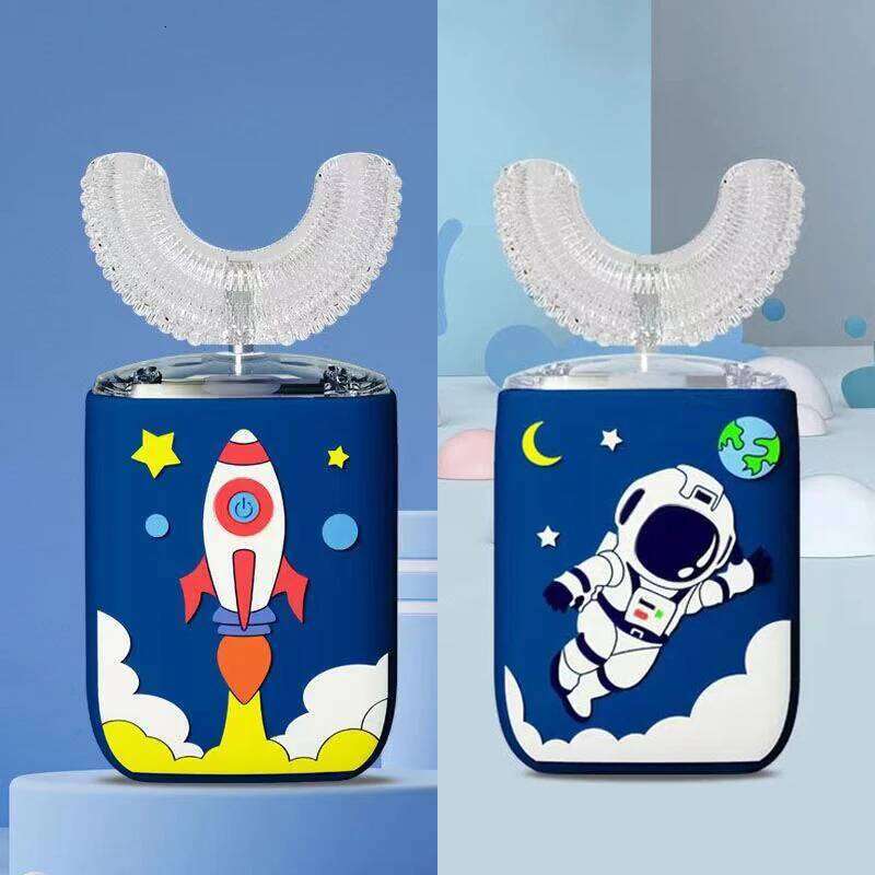 Smart Children's Electric Toothbrush Sonic Rechargeable 360 Degrees Automatic Tooth Brush U Shaped Cartoon for Kids Blue Light X25071