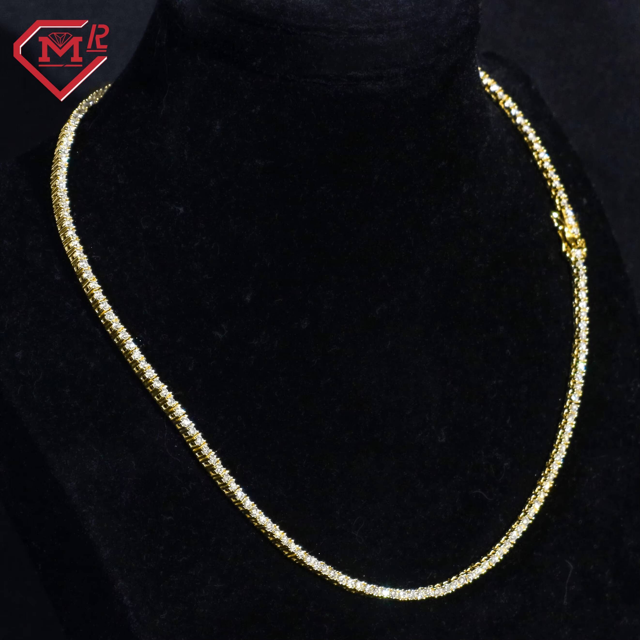 Luxury Tennis Chain Pendant Custom Necklace Bracelet Hip Hop 925 Silver Gold Plated Moissanite Tennis Chain