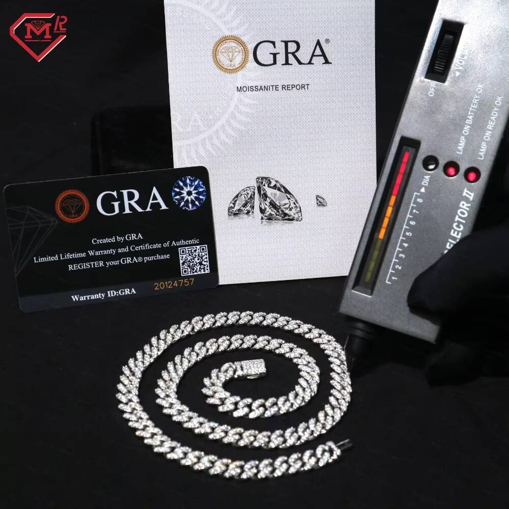12mm Miami Cuban Moissanite Pass Diamond Tester 925 Silver Cuban Chain Hip Hop Rapper Gold Miami Cuban Chain