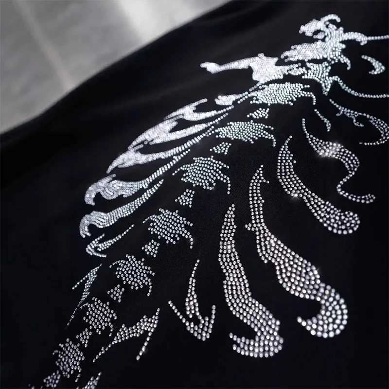 2K Rhinestone Skeleton Hoodies Men Gothic Black Zip Up Oversized Sweatshirts Female Retro Harajuku Hooded Jacket Streetwear X250718