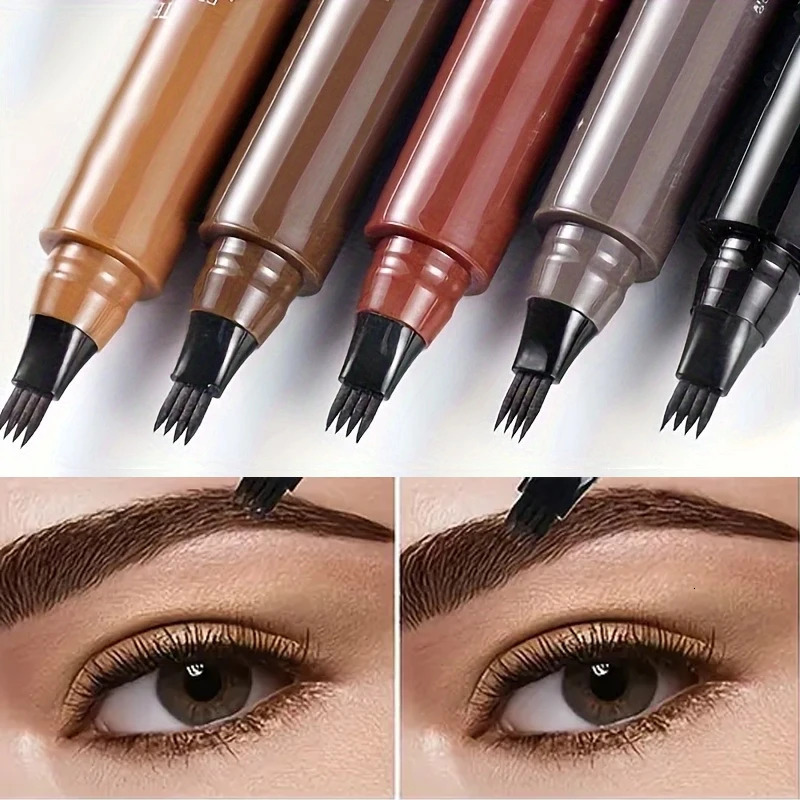 Long-lasting and smooth four-pronged liquid eyebrow pencil with clear roots natural wild eyebrow pencil waterproof and styling 250712