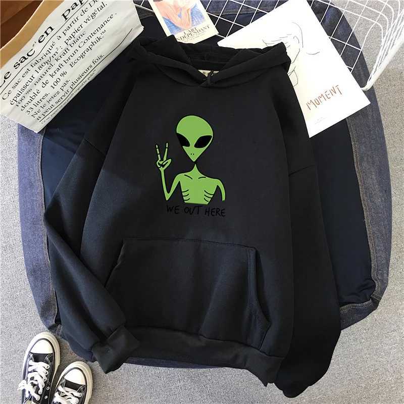 New Green Alien Sweatshirts Girls Winter Fashion Funny Tops Moletom Cute Cartoon Streetwear Women Hoodie Loose Pullover XJ250717