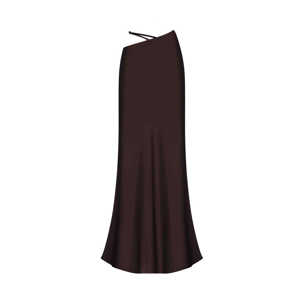 Solid Color Spring Summer New Comfortable Soft Elegant Slim Fit Long Skirt For Women B5
