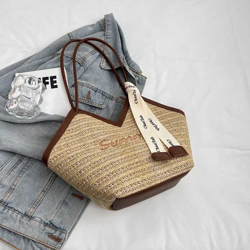 Straw Leisure Capacity Beach Shoulder Bag Handmade Woven Shoulder Bag Summer Leisure Bag Commuting Womens Handbag Y250717