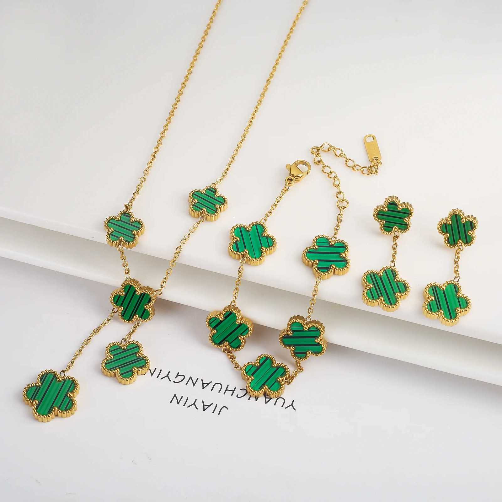 5 Leaf Flower Stainless Steel Fashion Wen Jewelry Set Bracelet Necklace Earrings Simple for Women Brand Jewelry X250718