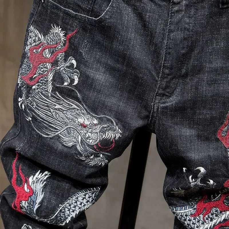 2025 Trend Aesthetic Autumn Clothing Xs Mens Jeans Tapered Male Cowboy Pants Embroidery Trousers Goth Kpop Denim X250718