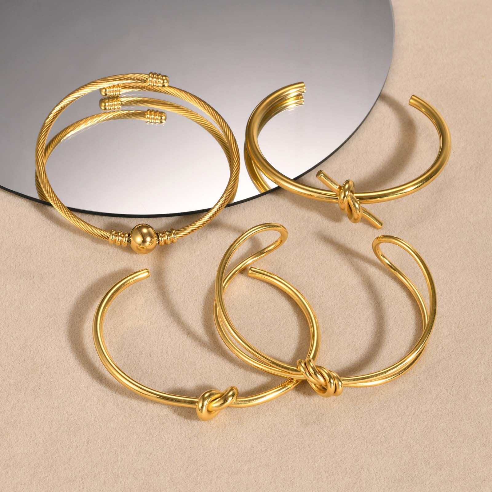Stainless Steel Open Knot Women's Fashion Bracelet Jewelry Simple Style Hand Accessories ddmythur