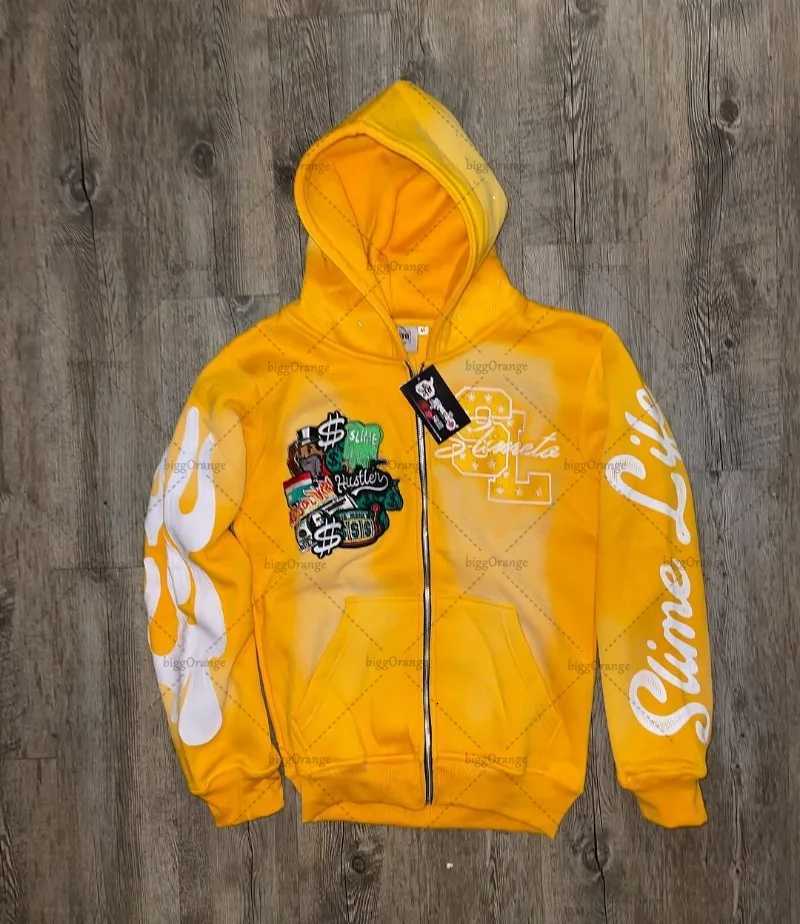 Hip-Hop Trendy Streetwear Jacket Men Harajuku Y2K Zipper Hoodie Gothic American Retro Letter Print Colorful Oversized Sweatshirt X250718