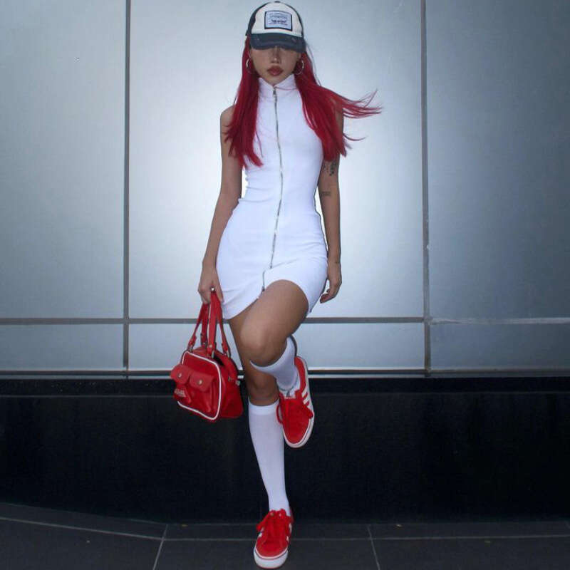 New Summer Women's Sexy Zipper Sleeveless Tight Dress B5