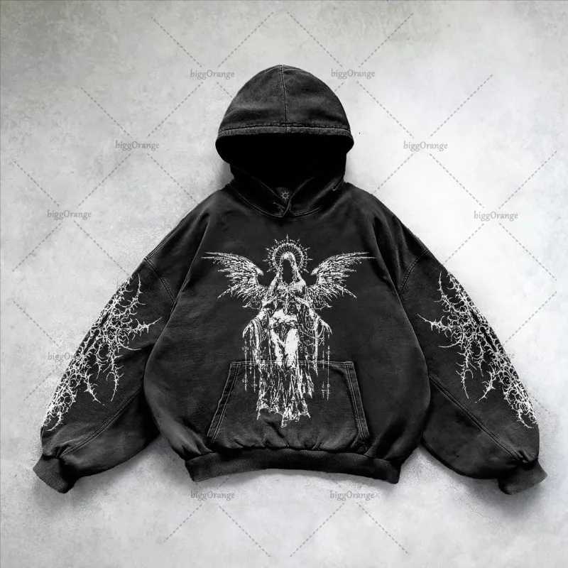 Gothic Punk Style Retro Harajuku Y2K Clothing American Hip-Hop Street Anime Print Hoodie Men Trendy Casual Oversized Sweatshirt X250718
