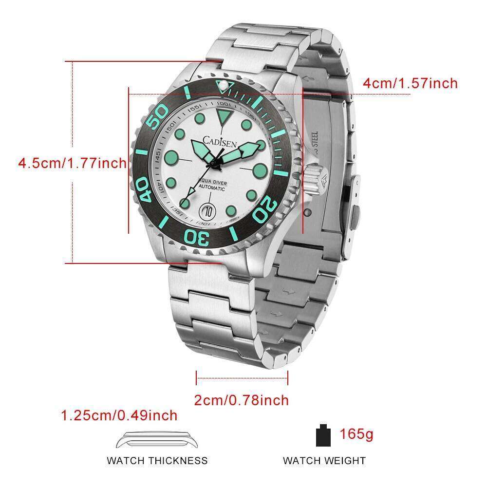 CADISEN AQUA DIVER 2024 New Brand Men Watches Automatic Watch Japan NH35A 100M Waterproof Luminous Mechanical Wristwatch free shipping