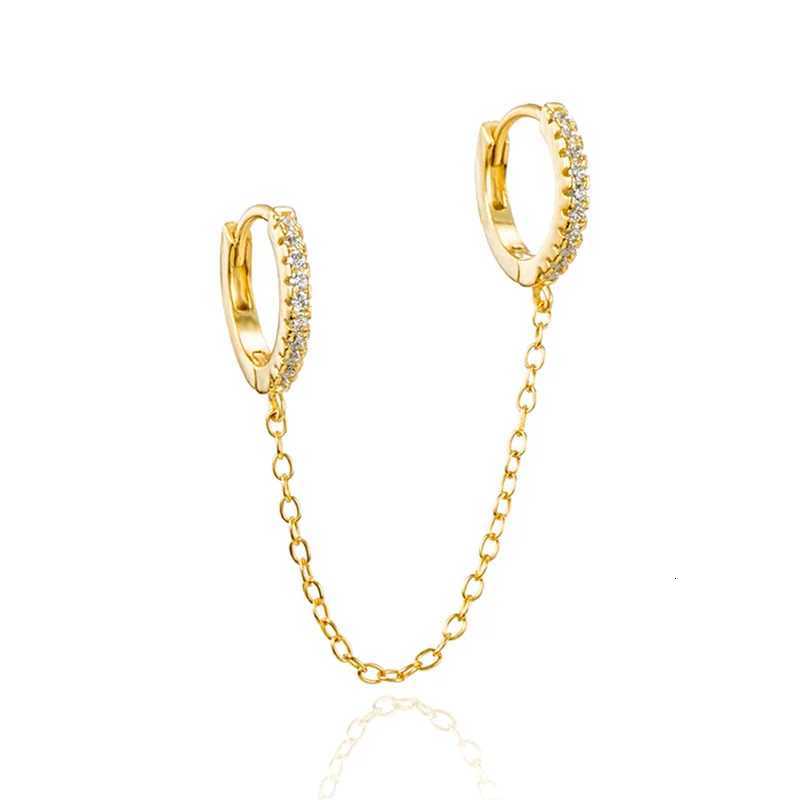 Gold Silver Color Stainless Steel Zircon Link Chain Hoop Earrings For Women Small Huggie Cartilage Earring Piercing Jewelry X250718
