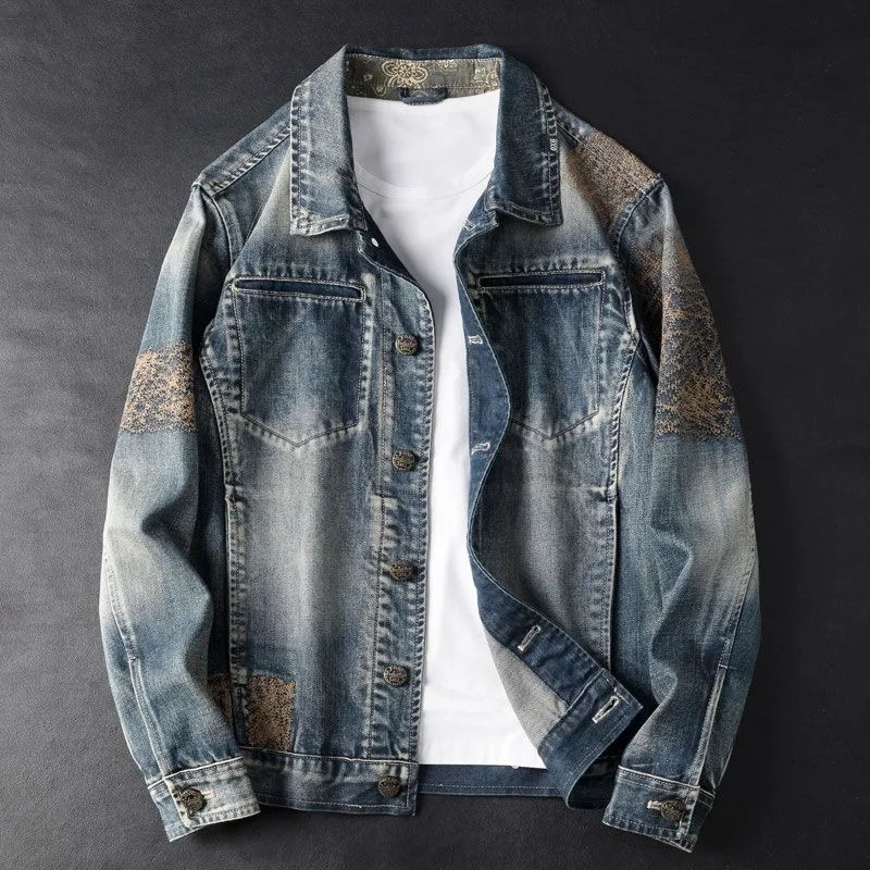 Spring Denim Coat Mens Retro Wash Slim Jacket European Heavy Youth y Top High Appearance Level Shop Sales 250703