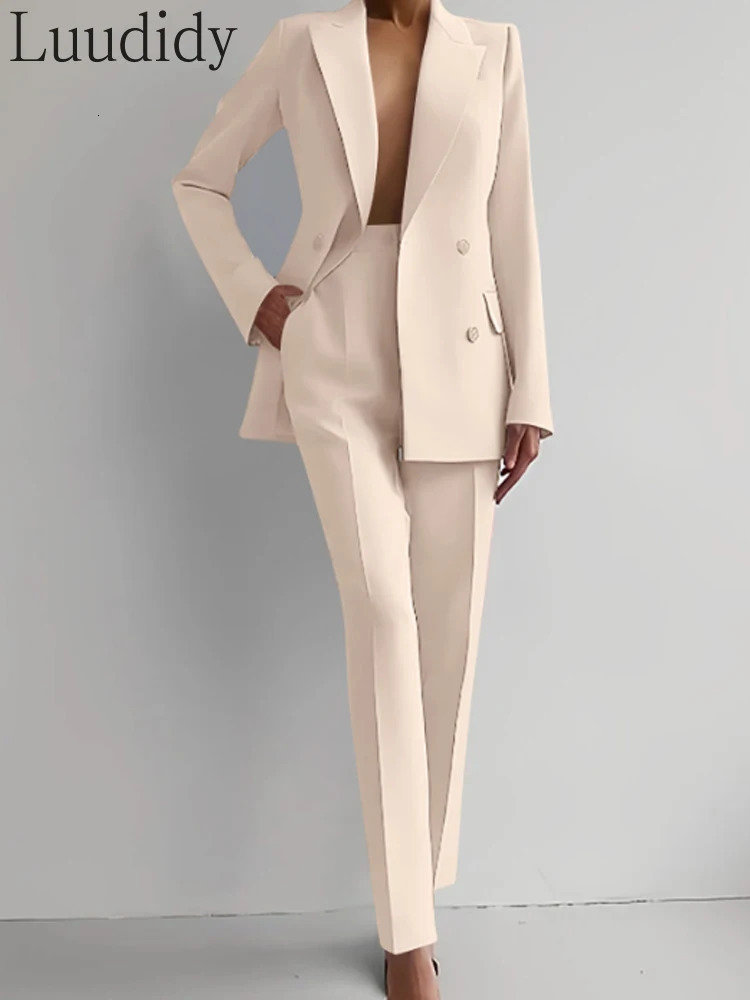 Two Piece Suit Womens Blazer Suit Office Lady Long Sleeve Blazer and Pant Sets 250715