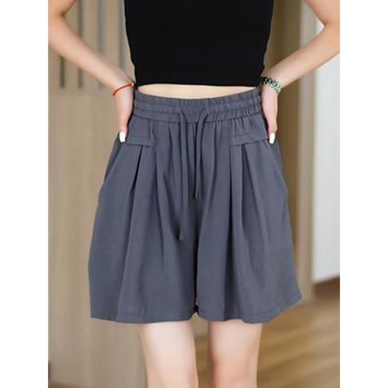 Plus Size Ice Silk Breathable Thin Wide-Leg Shorts for Women Summer New High-Waisted Slimming A-Line Casual Pants