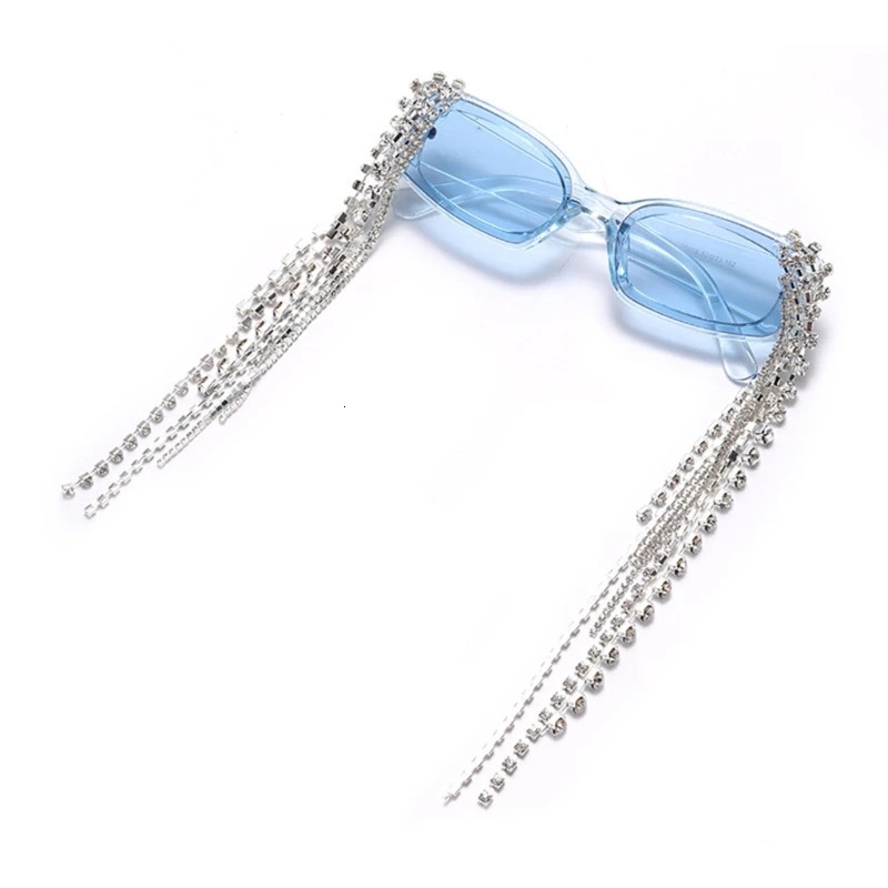 Rhinestones Tassel Sunglasses Crystal Sunglasses Y2k Anti- Po Beach 250712