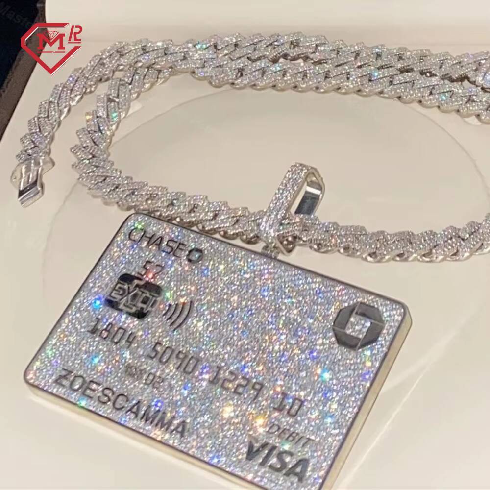 Hip Hop Custom Moissanite Pendant Credit Card Rapper 925 Silver Vvs Iced Out Diamond Moissanite Pendant